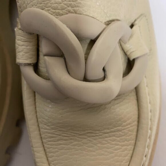 L'intervalle Cream Pebbled Leather Chunky Chain Platform Loafers Size EU 41 - Picture 5 of 12